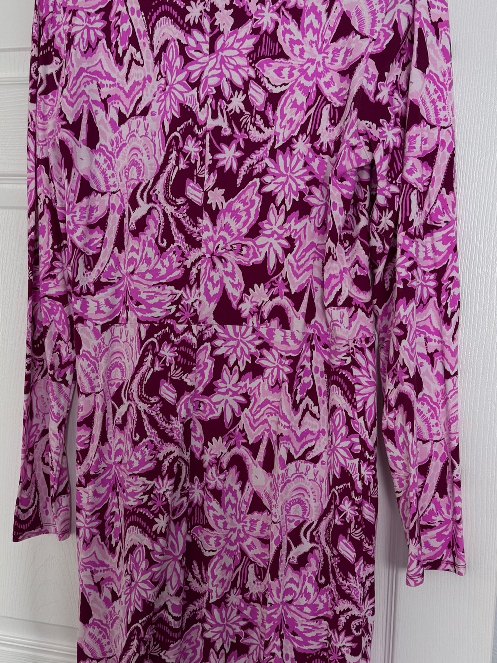 Lilly Pulitzer Fuchsia and Light Pink Floral Long Sleeve Dress - Picture 4 of 4